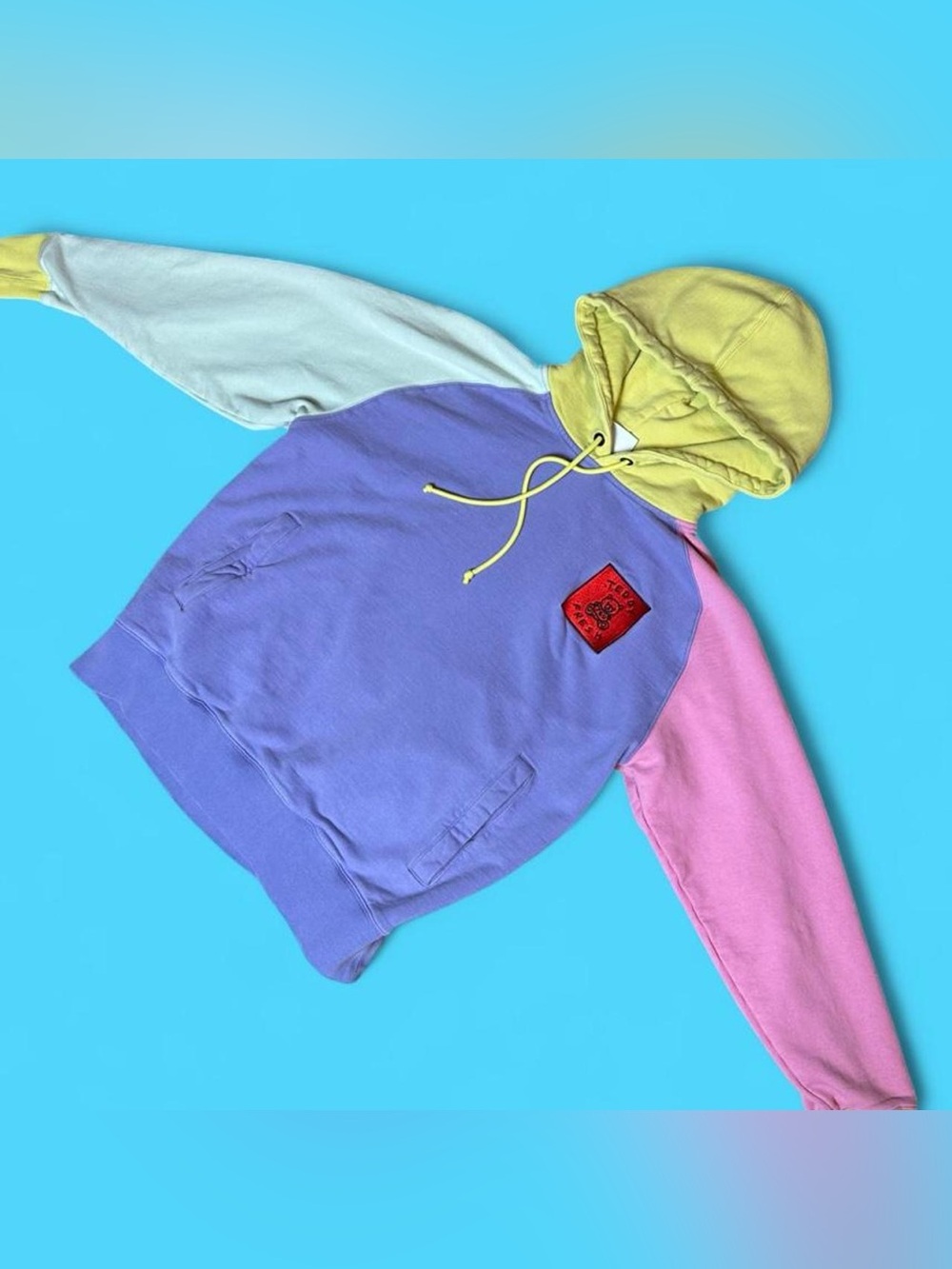 Teddy Fresh Colorblock Hoodie (Periwinkle/Pink/Yellow/Mint) Unisex: Size L